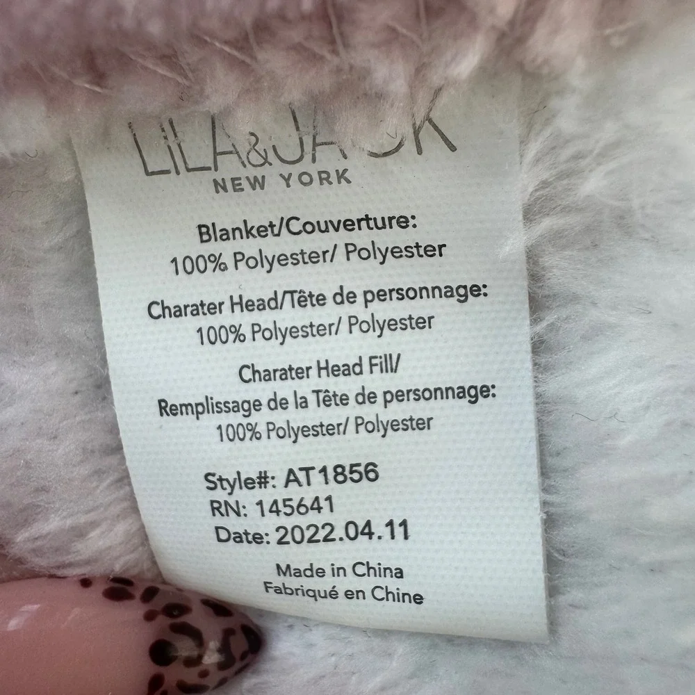 Lila & Jack Elephant Lovey Security Blanket Pink Floral Plush Comforter One Size
